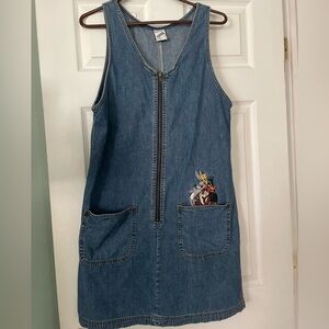 Warner Bros. Blue Denim Jumper Dress with Zipper